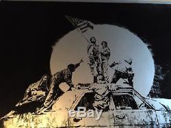 Banksy silver Flag original un signed screenprint with COA, POW, not Sale Ends