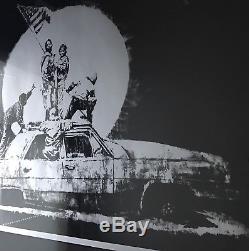 Banksy silver Flag original un signed screenprint with Pest Controle COA Framed