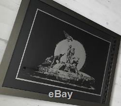 Banksy silver Flag original un signed screenprint with Pest Controle COA Framed