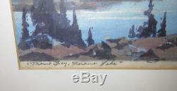 Barbara Leighton'30s Color Woodcut Moraine Lake Listed Alberta Canadian Artist