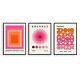 Bauhaus Poster Set Of 3, Affiche, Pink Wall Art, Minimalist Abstract Mid Century