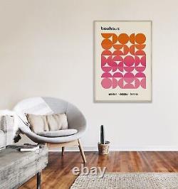 Bauhaus Poster Set of 3, Affiche, Pink Wall Art, Minimalist Abstract Mid Century