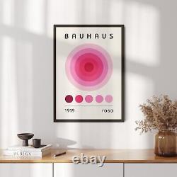 Bauhaus Poster Set of 3, Affiche, Pink Wall Art, Minimalist Abstract Mid Century