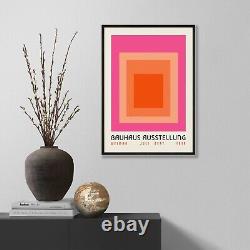 Bauhaus Poster Set of 3, Affiche, Pink Wall Art, Minimalist Abstract Mid Century