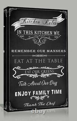 Black Kitchen Rules Canvas Wall Art Picture Print Artwork