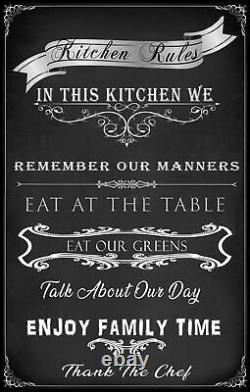 Black Kitchen Rules Canvas Wall Art Picture Print Artwork