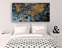 Black and gold squared map canvas print