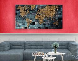 Black and gold squared map canvas print