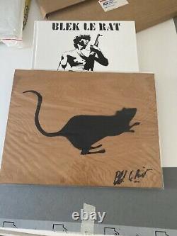 Blek Le Rat Signed Book & Original Spray Rat On Wood Ltd To 100 Obey Brainwash