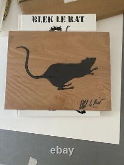 Blek Le Rat Signed Book & Original Spray Rat On Wood Ltd To 100 Obey Brainwash