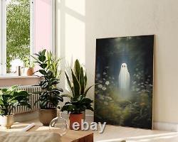 Blossoms of the Afterlife, Cute Ghost and Flower Fantasy Wall Art, Cartoon