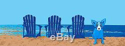 Blue Dog George Rodrigue Sand Dollar Beach Silkscreen MAKE OFFER