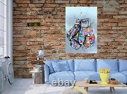 Boxing Gloves Graffiti Canvas Framed Paper Poster Print Art Wall Art Homeoffice