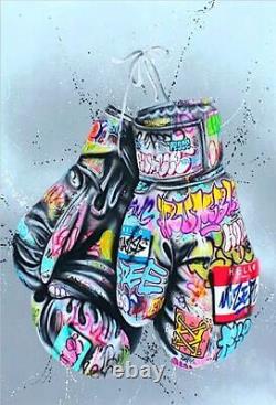 Boxing Gloves Graffiti Canvas Framed Paper Poster Print Art Wall Art Homeoffice