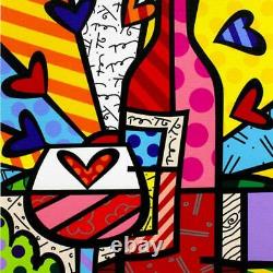 Britto Food & Wine Hand Signed Limited Edition Giclee on Canvas COA