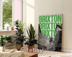 Brixton London Market Street Graphic Architecture Print, Modern Photographic