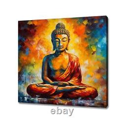 Buddha Lotus Flower Canvas Art Print Wall Hanging Picture Peaceful Home