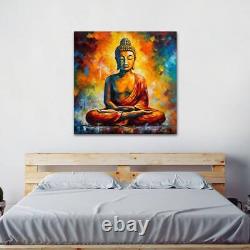 Buddha Lotus Flower Canvas Art Print Wall Hanging Picture Peaceful Home