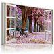 Cherry Blossom Canvas Park Bicycle 3d Window View Wall Art Picture W567 Mataga