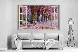 CHERRY BLOSSOM Canvas PARK BICYCLE 3D Window View Wall Art Picture W567 MATAGA