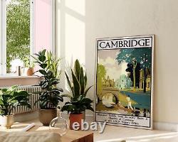 Cambridge British Railways Vintage Illustration Poster, UK Travel Wall Art
