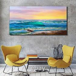 Canvas Print Photo Wall Picture Shore Waves sea Sunrise painting seascape 140x70