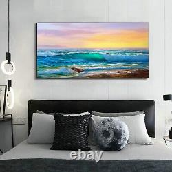 Canvas Print Photo Wall Picture Shore Waves sea Sunrise painting seascape 140x70