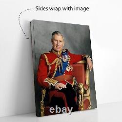 Canvas Print Wall Art King Charles III with frame easy to hang Home Office Wall