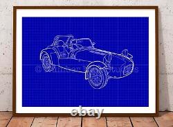 Caterham 7 Blueprint Limited Illustration, limited edition, signed by artist