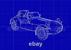 Caterham 7 Blueprint Limited Illustration, limited edition, signed by artist