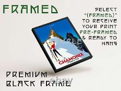 Chamonix Skiing Poster, Vintage French Ski Print, framed A6 A5 A4 A3 A2 A1
