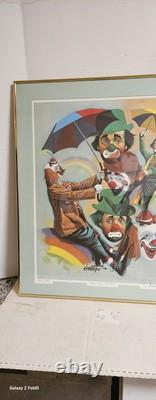 Chuck Oberstein Hand Signed Limited Edition Rainbow Riders Clowns Litho 204/442