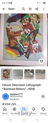 Chuck Oberstein Hand Signed Limited Edition Rainbow Riders Clowns Litho 204/442