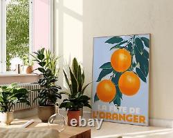 Citrus Market Festival Poster, Vintage Orange Fruit Themed Wall Art, Floral