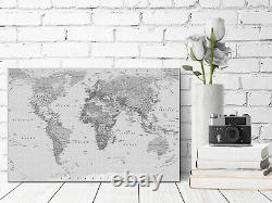 Classic world map countries capitals canvas print art wall framed or print only