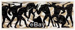 Cleon Peterson Burning the Dead Gold Signed Screen Print 43.5 x 17 Ed 150