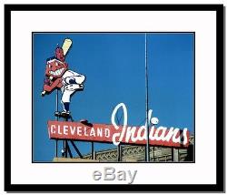 Cleveland Indians Chief Wahoo @ Municipal Stadium Double Matted and Framed. NEW