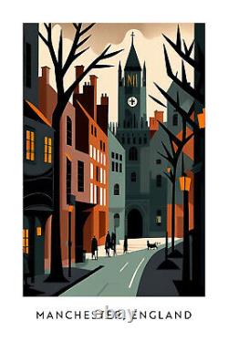 Colourful Vector of Manchester England Poster, Art Print, Painting, Artwork