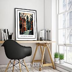 Colourful Vector of Manchester England Poster, Art Print, Painting, Artwork