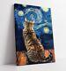 Cool Cat Van Gogh Style Portrait Deep Framed Canvas Wall Art Picture Print