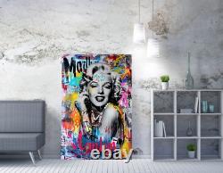 Cool Marilyn Monroe Portrait Graffiti Framed Canvas Wall Art Picture Print