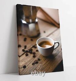 Cup Of Coffee Aesthetic Cafe -deep Framed Canvas Wall Art Picture Print- Kitchen