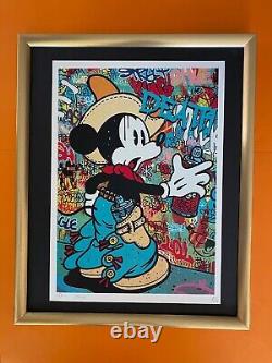 DEATH NYC Hand Signed LARGE Print Framed 16x20in MICKEY MOUSE GRAFFITI BRAINWASH