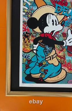 DEATH NYC Hand Signed LARGE Print Framed 16x20in MICKEY MOUSE GRAFFITI BRAINWASH