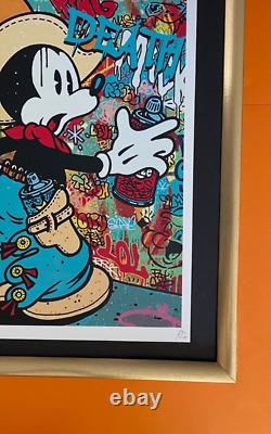 DEATH NYC Hand Signed LARGE Print Framed 16x20in MICKEY MOUSE GRAFFITI BRAINWASH