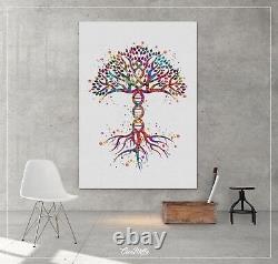 DNA Tree of Life Watercolor Print dna molecule Medical Art Abstract Art Office