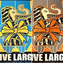 Dave Kinsey Give Large Orange & Yellow Pair of Limited Edition Signed 2007 Rare