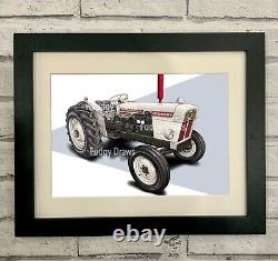 David Brown 780 Tractor Mounted or Framed Unique Farming Art Print hand drawn