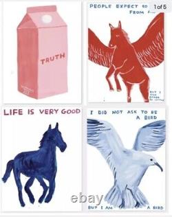 David Shrigley Animals Art 2 Four Poster Set Seagull, Pegasus, Truth, Horse