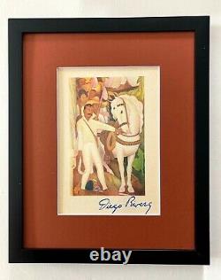Diego Rivera + Original 1946 + Signed Vintage Print + Zapata + Matted